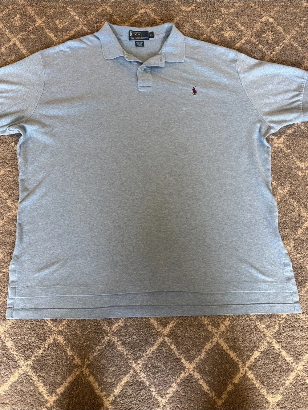 Polo by Ralph Lauren Sky Blue Cotton Polo with Embroidered Maroon Pony